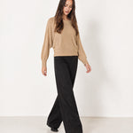 Mocha Batwing Jumper Lightweight Knit Boat Neck