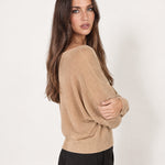 Mocha Batwing Jumper Lightweight Knit Boat Neck