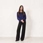 Navy Batwing Jumper Lightweight Knit Boat Neck