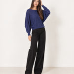 Navy Batwing Jumper Lightweight Knit Boat Neck