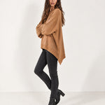 Camel Poncho Jumper Batwing Sleeve Asymmetric Hem