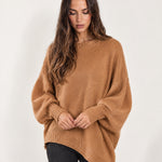 Camel Poncho Jumper Batwing Sleeve Asymmetric Hem