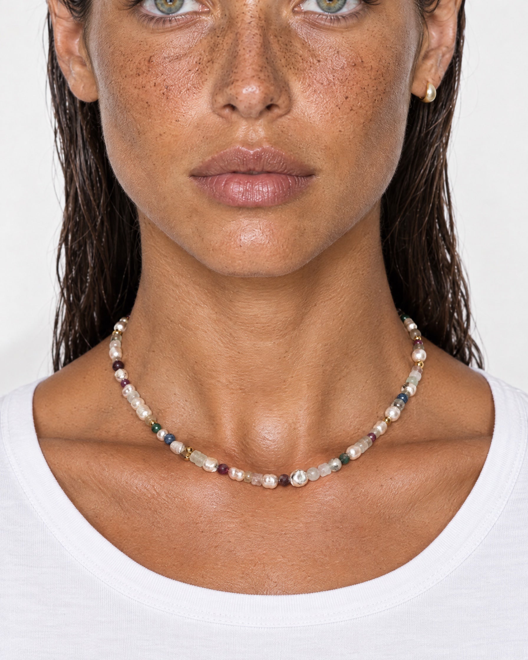Beaded Necklace Faux Pearl and Colour Mix
