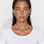 Beaded Necklace Faux Pearl and Colour Mix - Gold