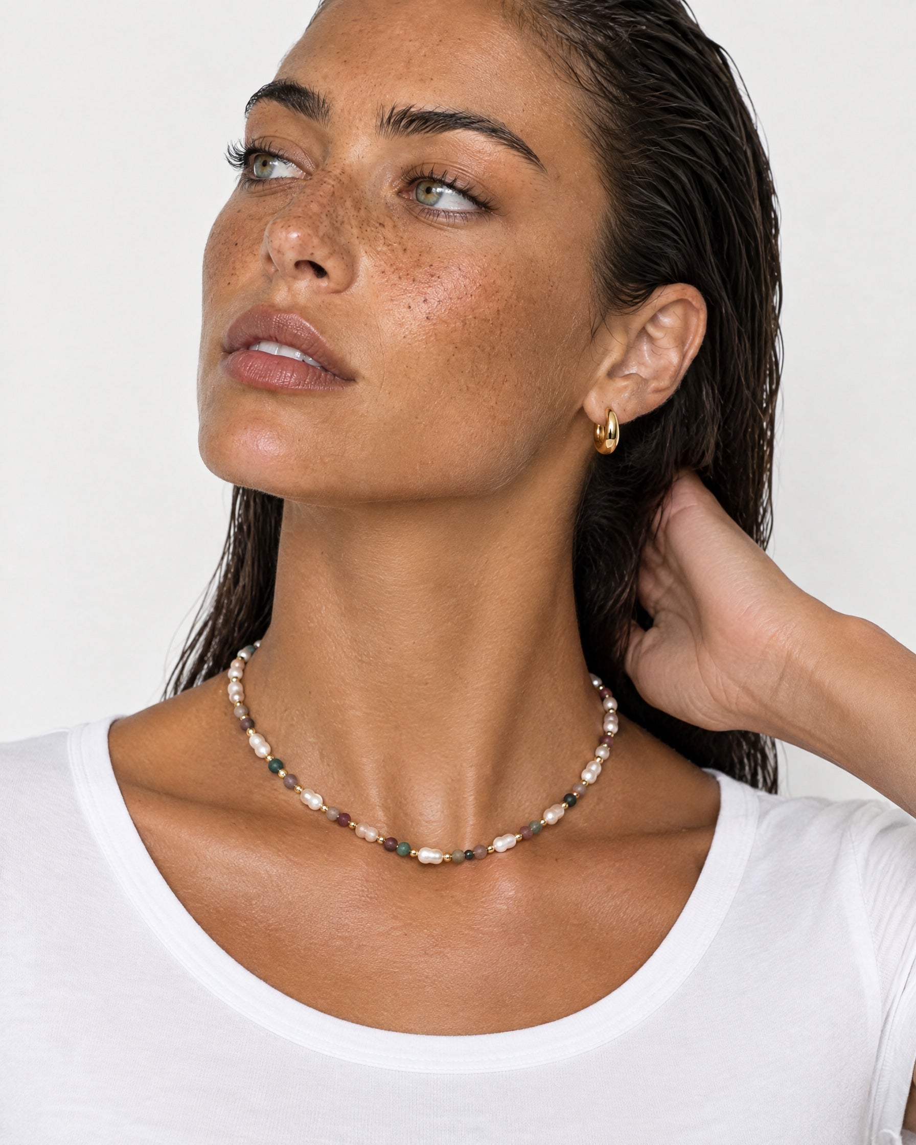 Beaded Necklace Faux Pearl and Colour Mix