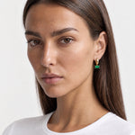 Gold Birthstone Earrings Gold Huggie Charm Hoops