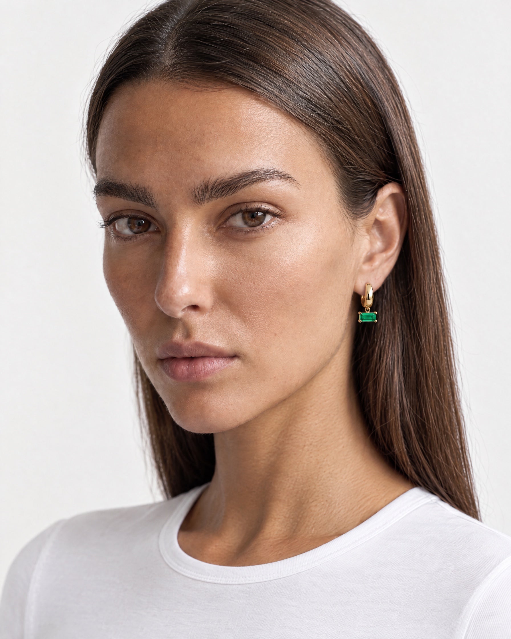 Gold Birthstone Earrings Gold Huggie Charm Hoops