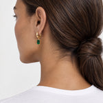 Birthstone Earrings Gold Tone Huggie Charm Hoops