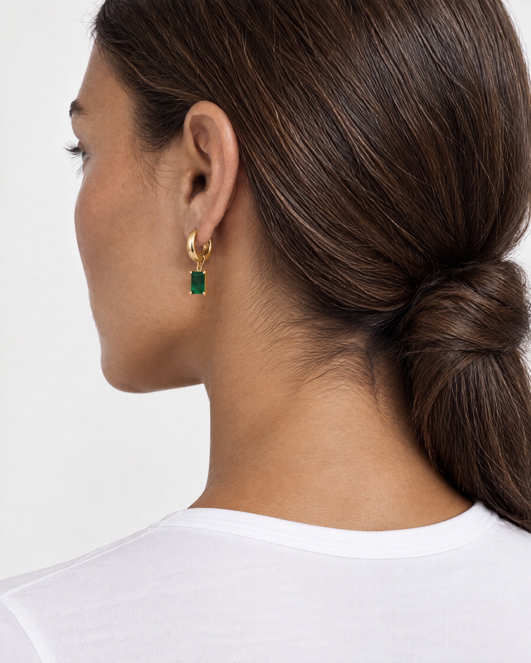 Birthstone Earrings Gold Tone Huggie Charm Hoops