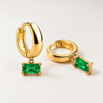 Birthstone Earrings Gold Tone Huggie Charm Hoops
