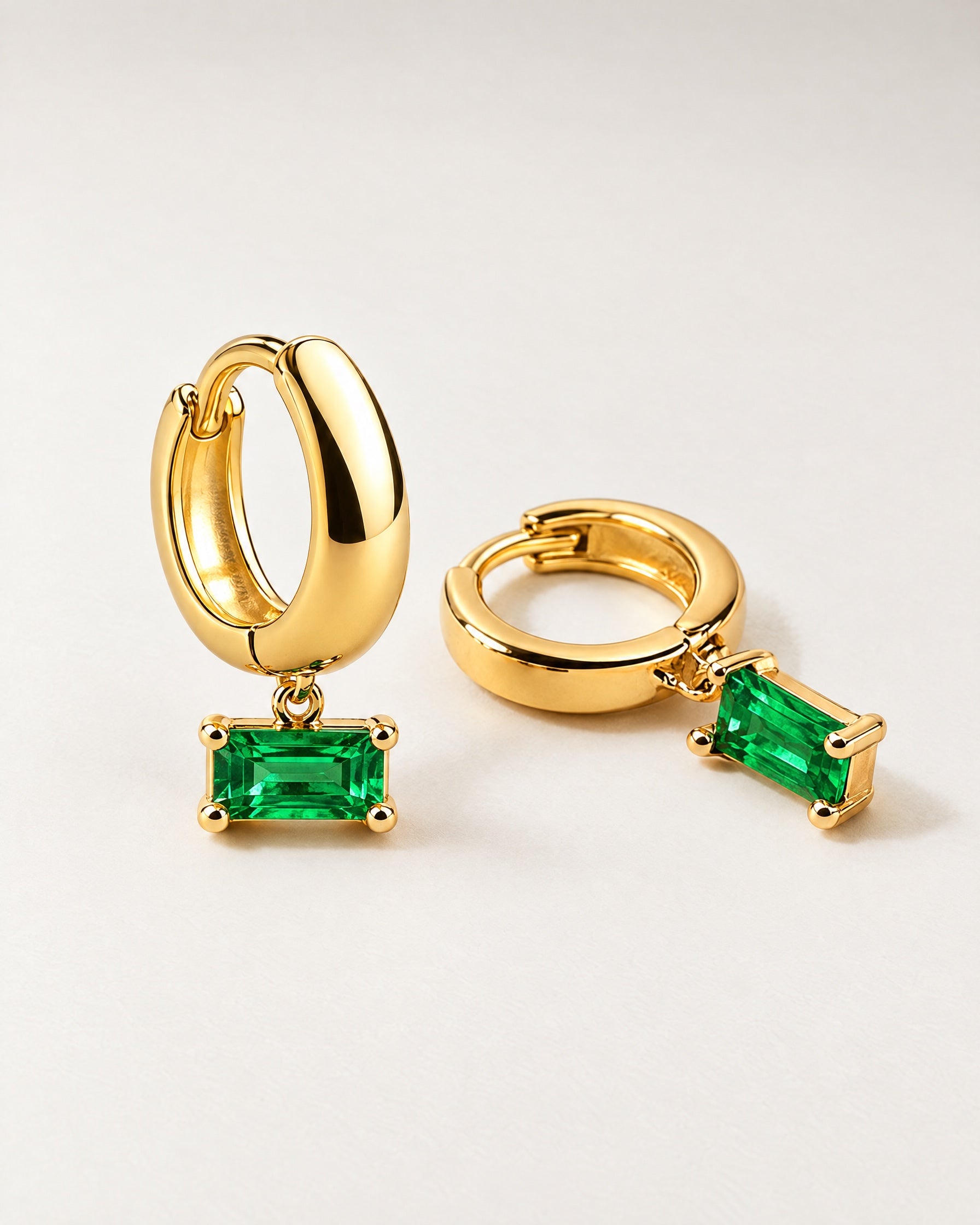 Birthstone Earrings Gold Tone Huggie Charm Hoops