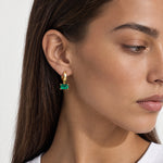 Gold Birthstone Earrings Gold Huggie Charm Hoops