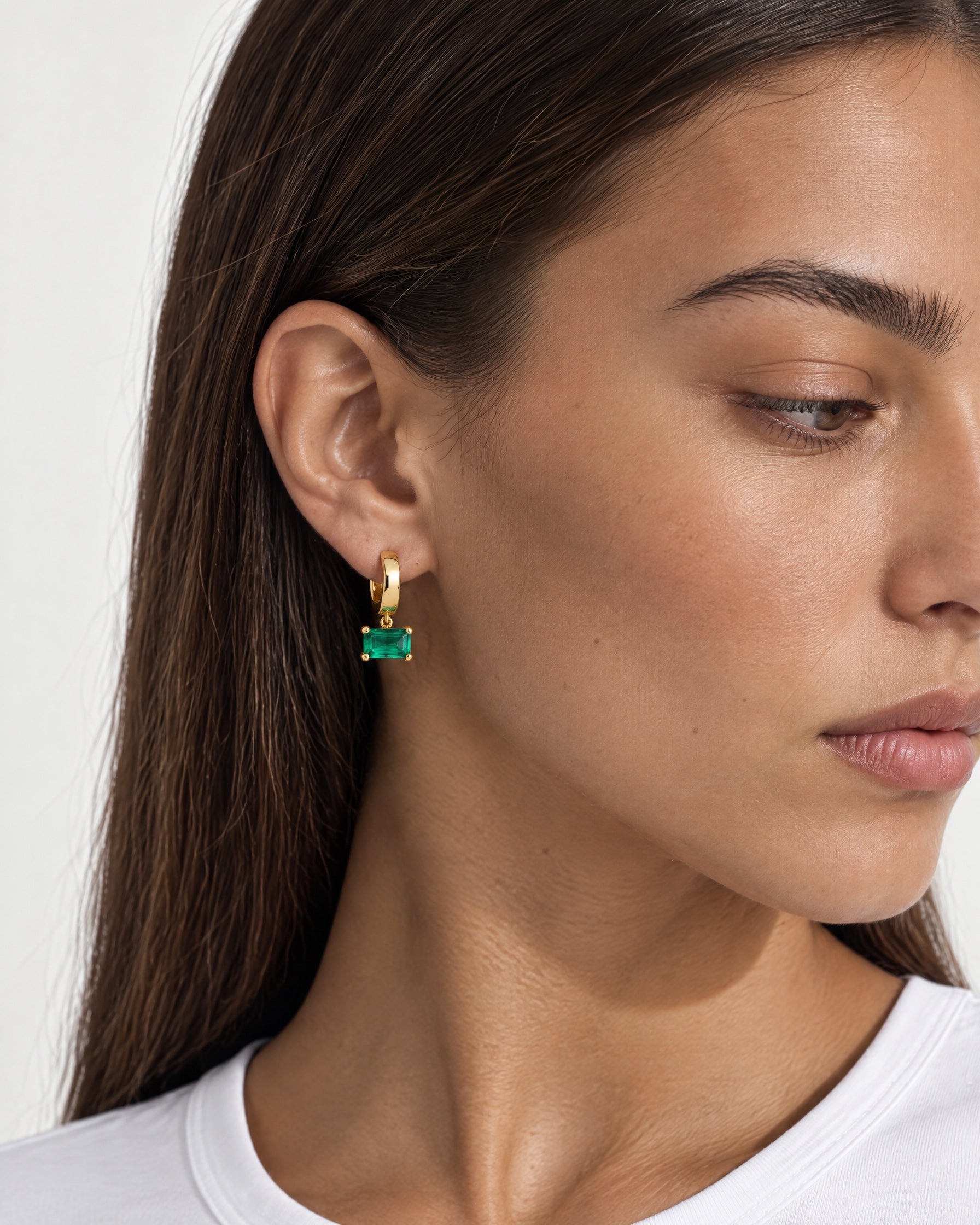Gold Birthstone Earrings Gold Huggie Charm Hoops