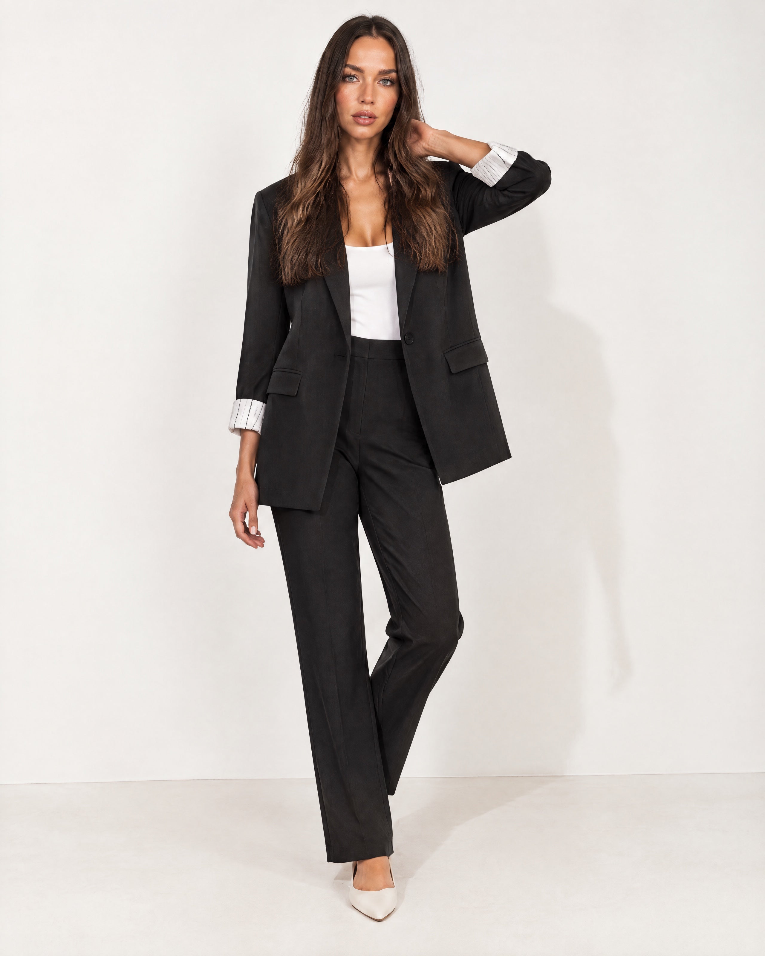Black Trouser Suit Two Piece Blazer and Trousers