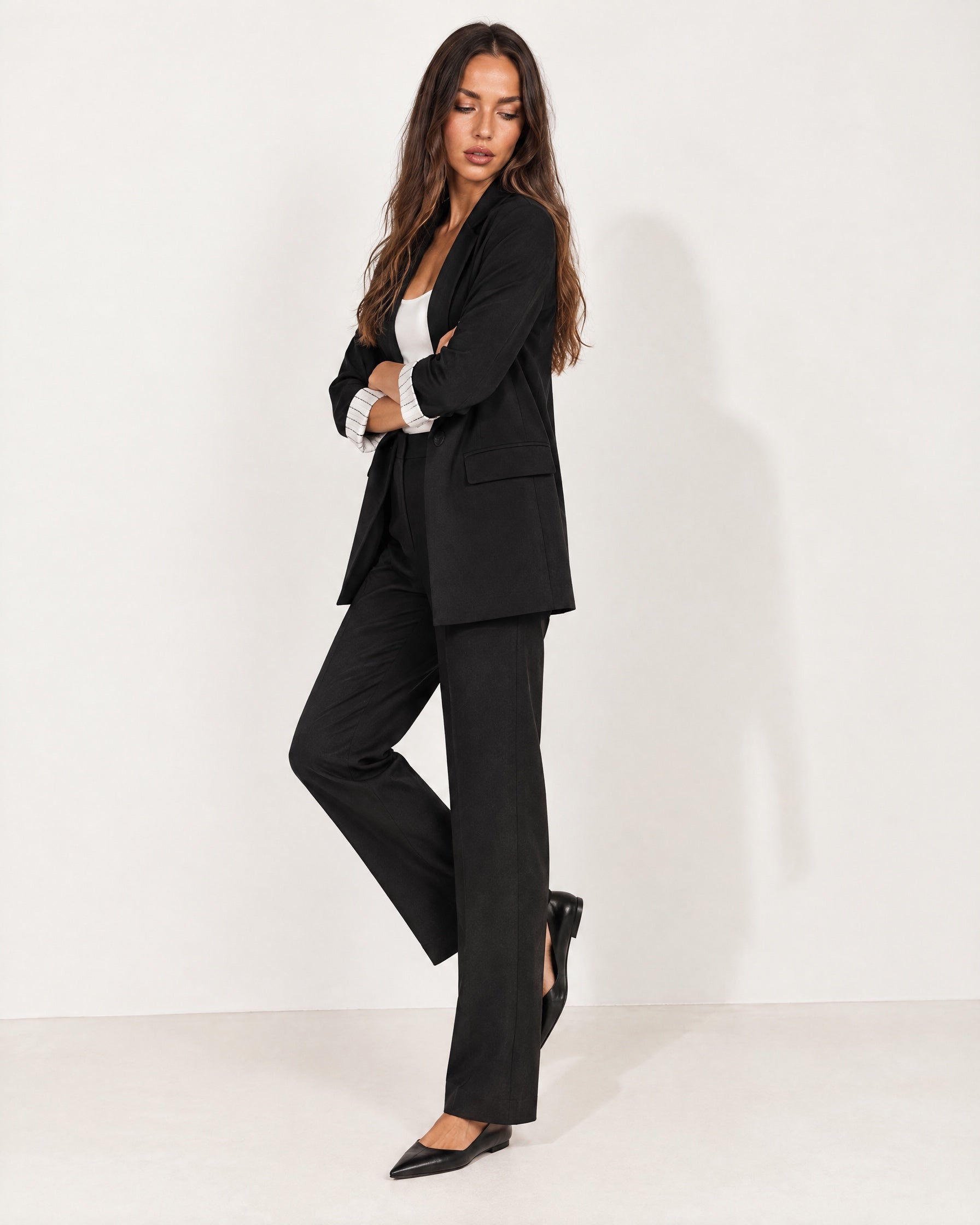 Black Trouser Suit Two Piece Blazer and Trousers