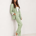 Light Green Trouser Suit Two Piece Blazer and Trousers