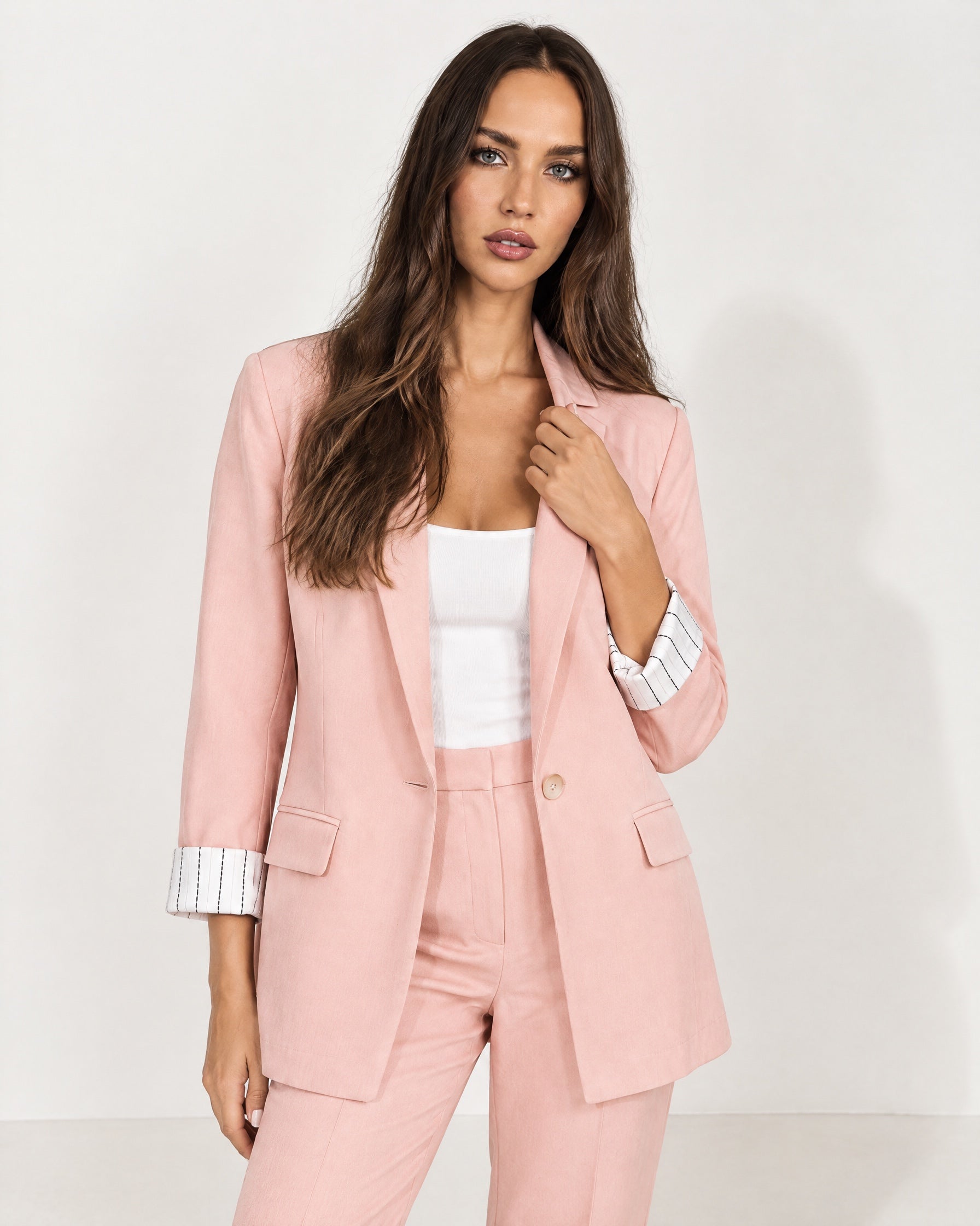 Pink Trouser Suit Two Piece Blazer and Trousers
