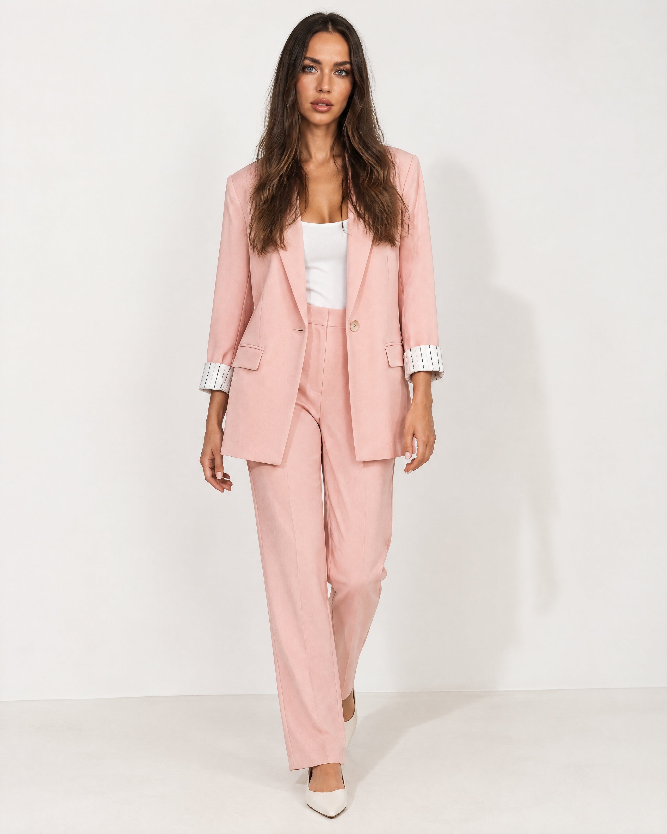 Pink Trouser Suit Two Piece Blazer and Trousers