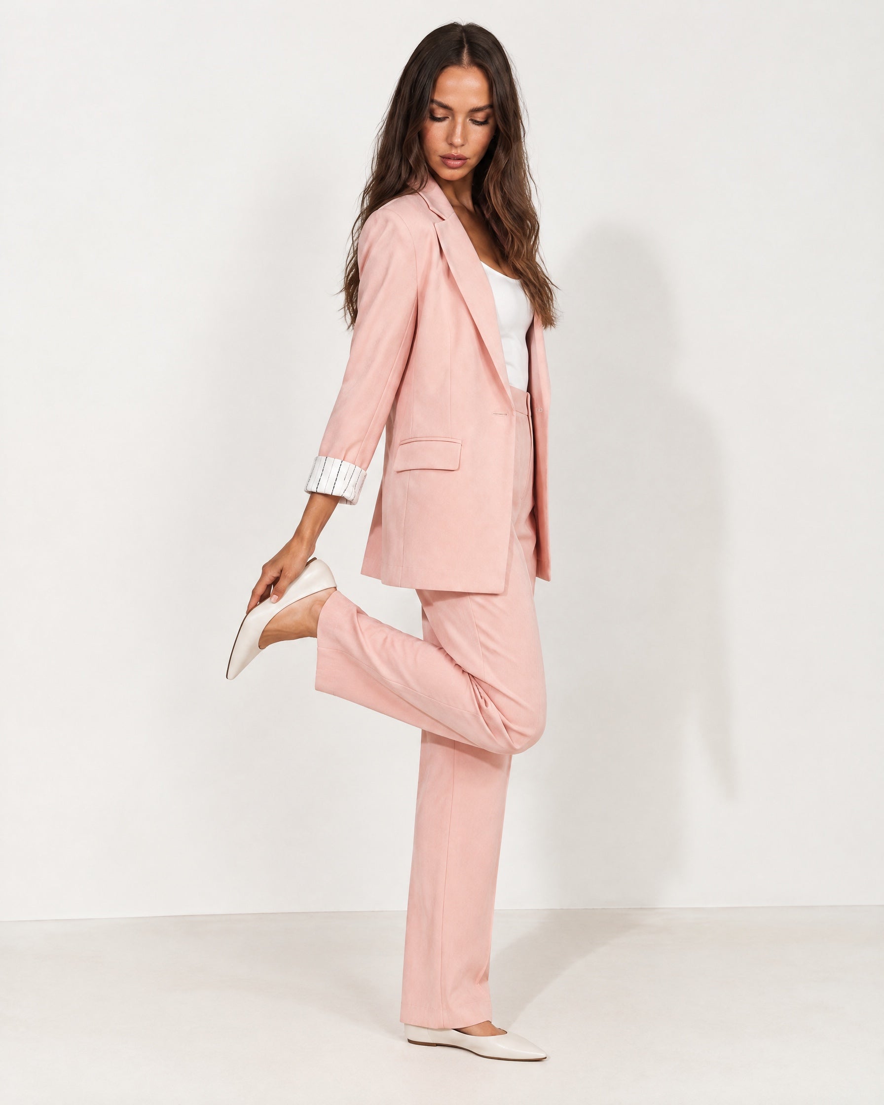 Pink Trouser Suit Two Piece Blazer and Trousers