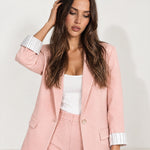 Pink Trouser Suit Two Piece Blazer and Trousers