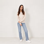 Beige Cable Knit Jumper Sequin Crew Neck