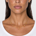 Charm Necklace Gold Tone Dainty Teardrop Drops