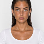 Charm Necklace Gold Tone Dainty Teardrop Drops - Gold