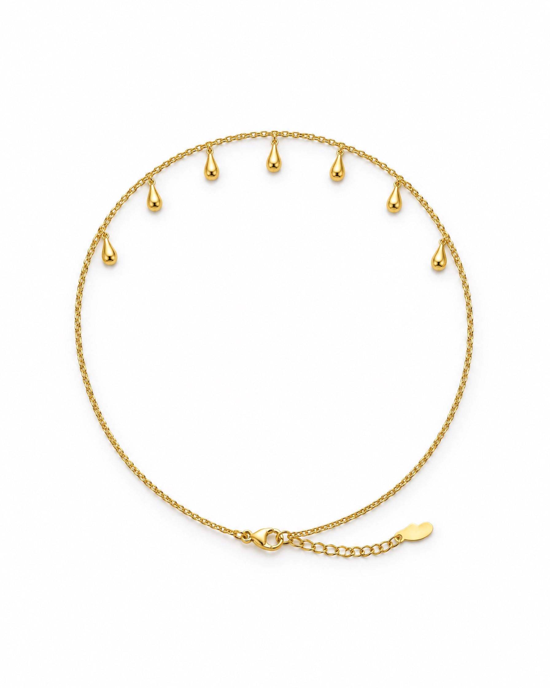Charm Necklace Gold Tone Dainty Teardrop Drops