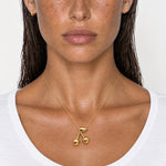 Cherry Necklace Gold Tone Pendant on Chain