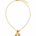 Cherry Necklace Gold Tone Pendant on Chain