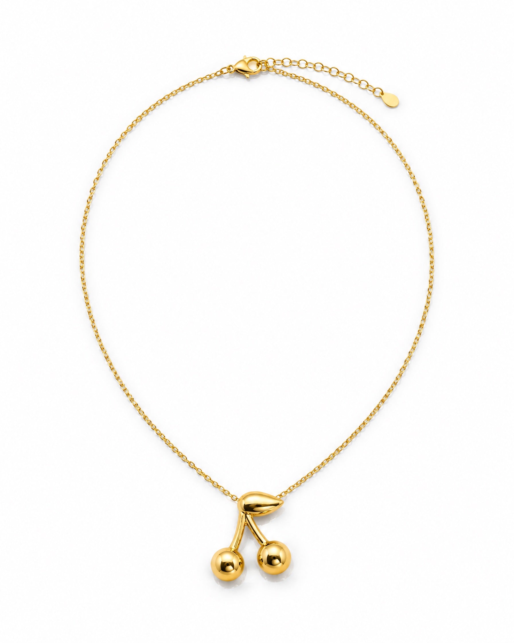 Cherry Necklace Gold Tone Pendant on Chain