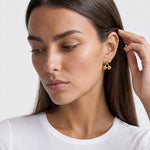 Cherry Earrings Gold Tone Stud with Leaf