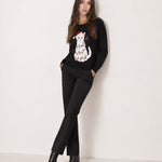 Black Christmas Jumper Cat Sequin Lights