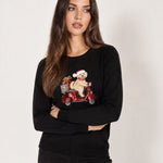 Black Christmas Jumper Dog Scooter Sequin