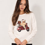 Ivory Christmas Jumper Dog Scooter Sequin