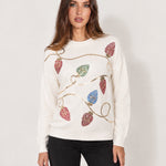Ivory Christmas Jumper Sequin Fairy Lights