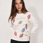 Ivory Christmas Jumper Sequin Fairy Lights