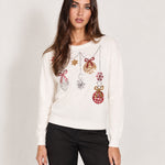 Ivory Christmas Jumper Sequin Baubles