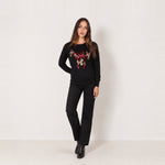 Black Christmas Jumper Sequin Bow Bells