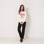 Ivory Christmas Jumper Sequin Bow Bells