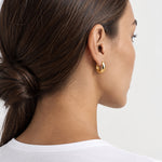 Huggie Earrings Chunky Gold Tone Dome Hoops