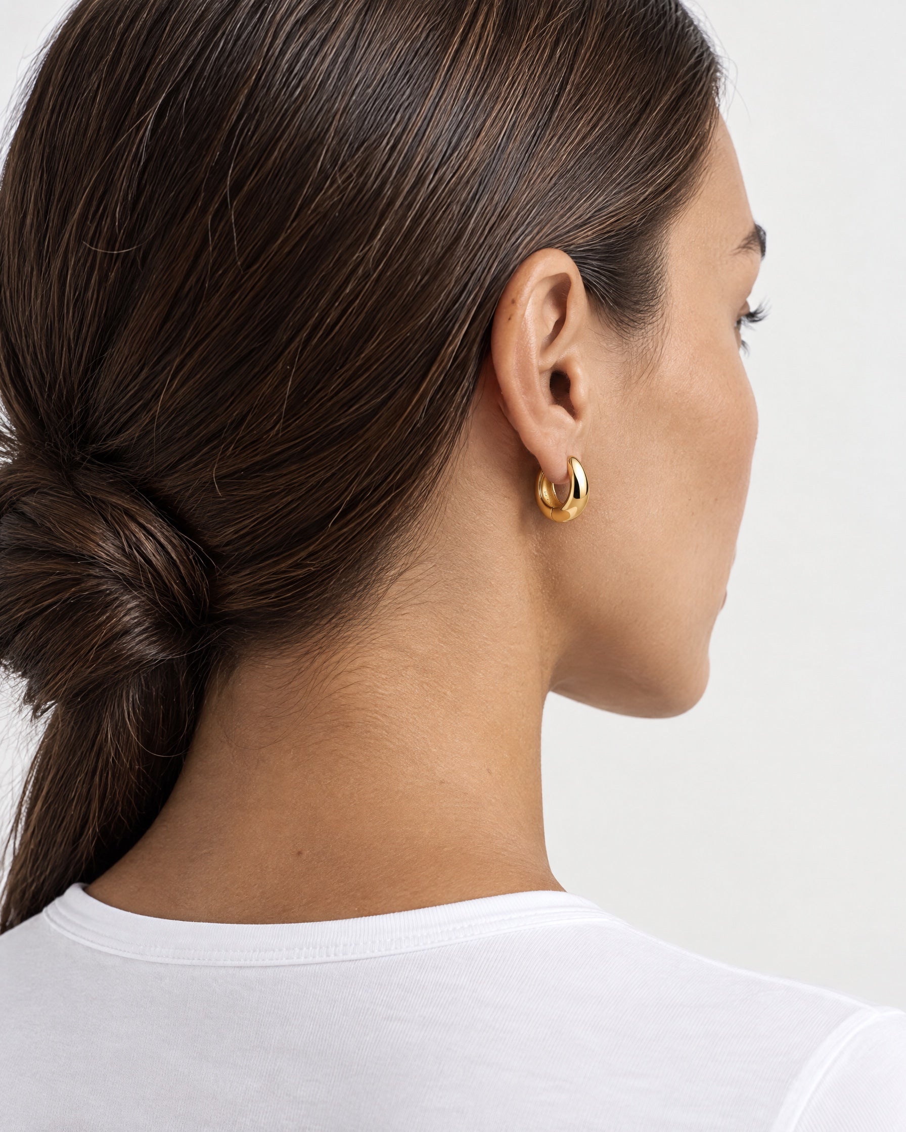 Huggie Earrings Chunky Gold Tone Dome Hoops
