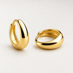 Huggie Earrings Chunky Gold Tone Dome Hoops