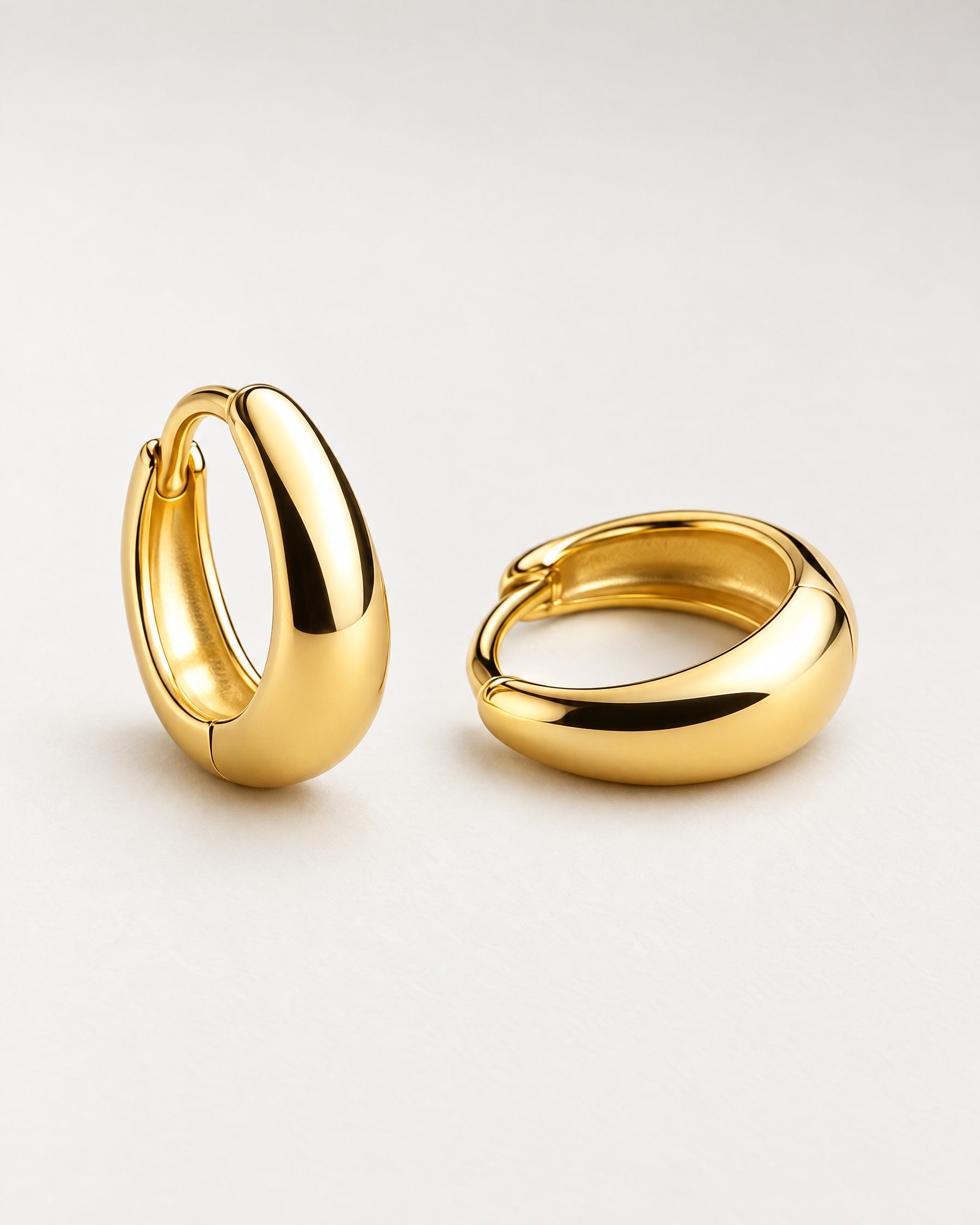Huggie Earrings Chunky Gold Tone Dome Hoops