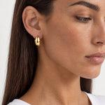 Gold Huggie Earrings Chunky Gold Dome Hoops