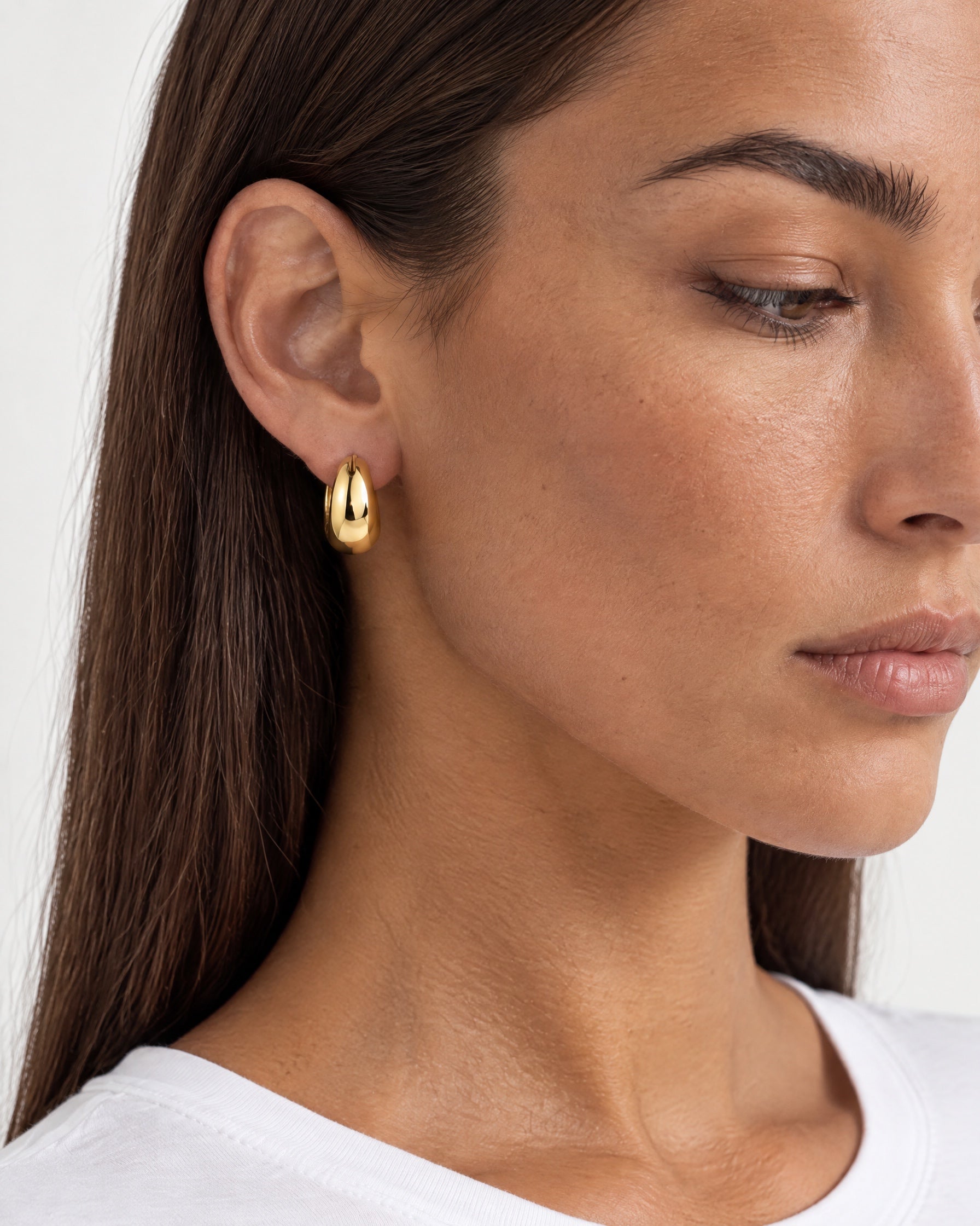 Gold Huggie Earrings Chunky Gold Dome Hoops