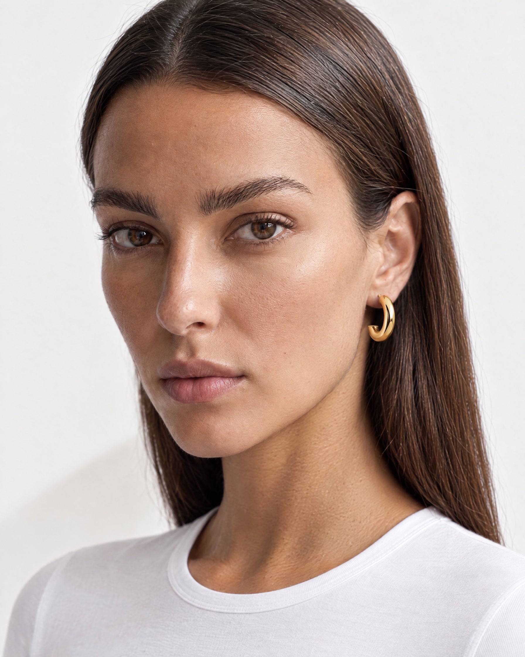 Gold Hoop Earrings Chunky Open Gold Hoops