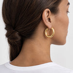 Hoop Earrings Chunky Open Gold Tone Hoops