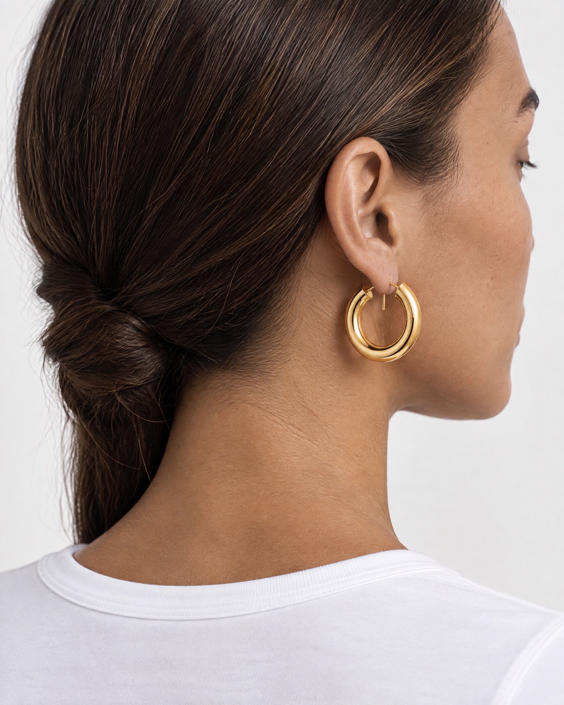 Hoop Earrings Chunky Open Gold Tone Hoops