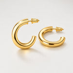 Hoop Earrings Chunky Open Gold Tone Hoops
